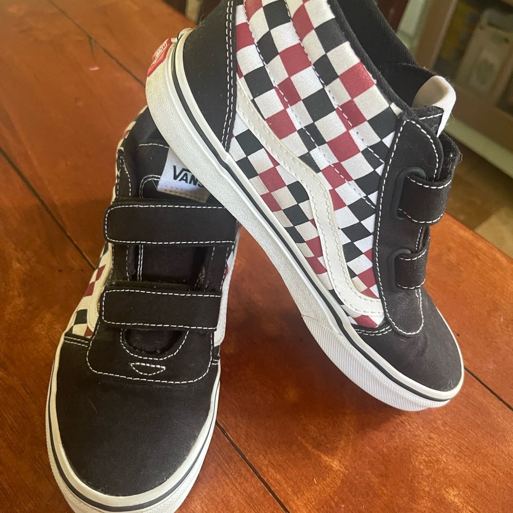 Vans Black and Red Sneakers with Velcro Straps